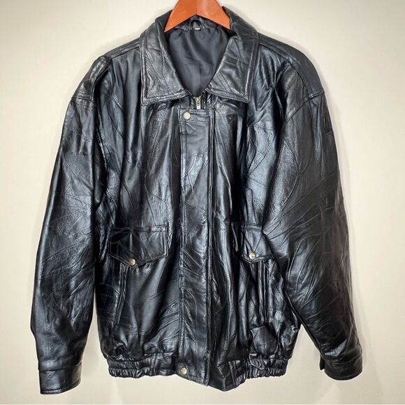 VTG 90’s Patchwork Leather Embroidered United States Air Force Eagle Jacket XL - Picture 2 of 13